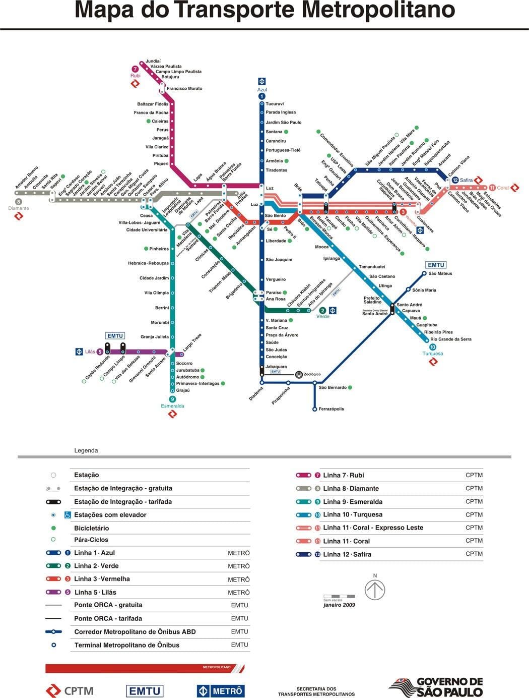வரைபடம் சாயோ Paulo CPTM போக்குவரத்து