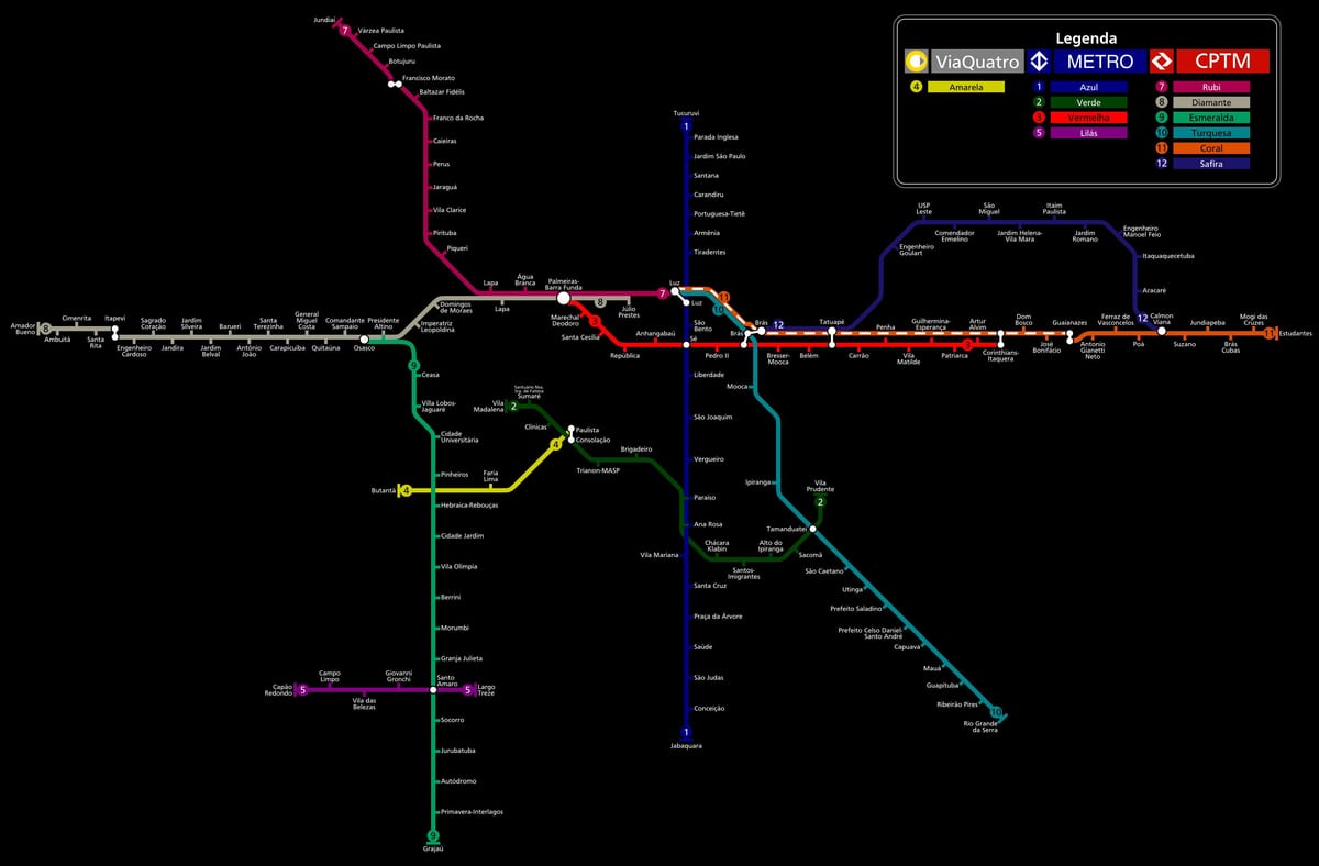 வரைபடம் சாயோ Paulo CPTM மெட்ரோ