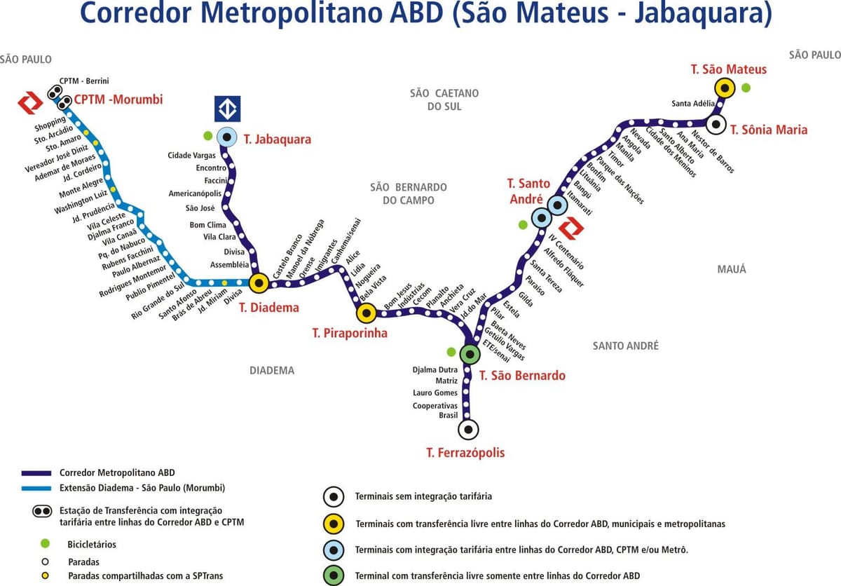 வரைபடம் corredor metropolitano ABD