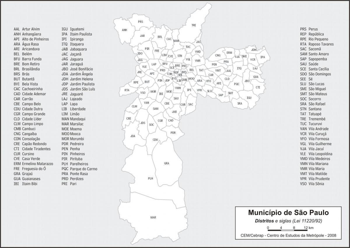 வரைபடம் மாவட்டங்களில் சாயோ Paulo